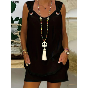 Conjunto de Dos Piezas Aerobin para Mujer, Blusa sin Mangas con Cuello en V y Detalle de Ojales, y Pantalones Cortos, 38350 - Negro - Product Image 3