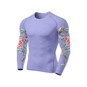 Nouveau dernier modèle 2026 Rashguard de Jiu Jitsu à impression numérique personnalisée, manches longues, compression MMA BJJ, logo Surf, vente en gros, homme, premium - Product Image 3