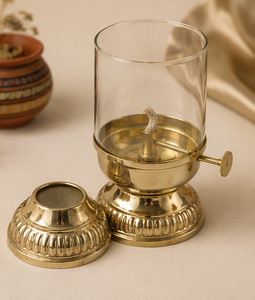 Traditional Brass Glass Oil <b>Lamp</b> 250ml Decorative Hurricane <b>Lantern</b> Antique Kerosene Lighting Home Accent Decor - Product Image 3
