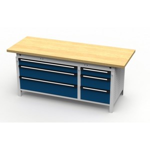 Wide <b>drawer</b> workbench Type 425 2004x750x850 mm LxWxH with <b>6</b> <b>drawers</b> - Product Image 1