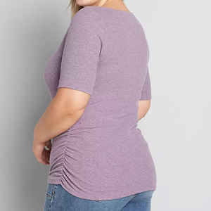 T-shirt d'entraînement pour femme avec logo personnalisé uni surdimensionné à séchage rapide en coton polyester soie grande taille longueur short pour le printemps automne - Product Image 2