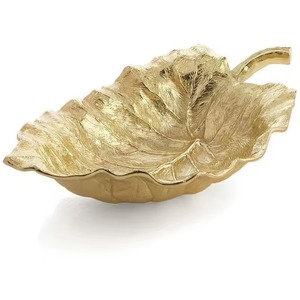 Cuenco para servir frutas antiguo de aluminio en platos de ensalada de diseño único Cuencos para servir palomitas de maíz con diseño moderno de hoja de Gingko - Product Image 3