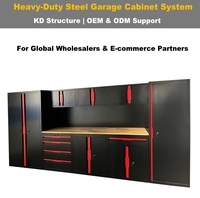 Sistema de Gabinetes de Almacenamiento para Garaje de Acero Reforzado con Banco de Trabajo, Panel Perforado, Cajones y Gabinete Alto, Fabricante OEM Personalizado
