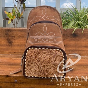 Nouveau sac à bandoulière en cuir suédé véritable et sac à dos Western à la main usiné point de botte dissimulé transporter bandoulière sac de poitrine pour les femmes - Product Image 1