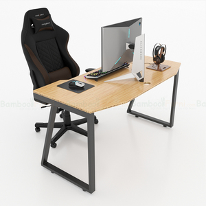 โต๊ะเกมมิ่ง GBamboo GB38008 รูปทรงตามหลักสรีรศาสตร์ ขนาด 70x140 ซม. ขาทรงสี่เหลี่ยมคางหมู ดีไซน์เท่ห์ พร้อมไฟ LED โต๊ะคอมพิวเตอร์ วัสดุพลาสติก โลหะ MDF เมลามีน - Product Image 2
