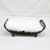 Nichoir surélevé Artex Dong Thap en sisal tressé, écologique, carré, avec coussin en fausse fourrure et fermeture à boutons, toutes saisons, pour salon