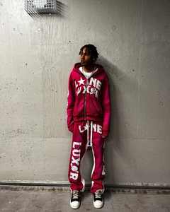 Fabricante de chándal con diamantes de imitación personalizados Sudadera con capucha Conjuntos de pantalones de chándal Chándales para hombres Chándal con cremallera - Product Image 3