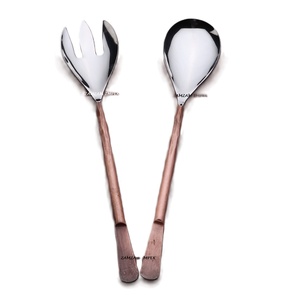 Antique Design Stainless Steel Salad <b>Serving</b> Set with Elegant Copper Finish <b>Spoon</b> Fork for Dining Kitchen Tableware - Product Image 1