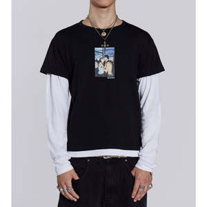 T-shirt pour hommes adultes à double couche surdimensionné, poids lourd, coupe standard, personnalisé, à vendre - Product Image 1