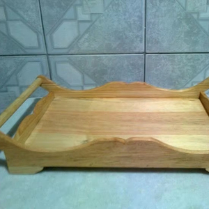 BANDEJA DE SERVICIO ÚNICA CON ASAS, Bandeja de desayuno de bambú Bandejas de madera Plato de servicio decorativo para comer - Product Image 1