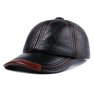 Customized High Quality Embroidered Breathable & Durable Original Cowhide Leather Baseball Cap With Leather Patch
