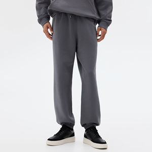 Sweat-shirt à capuche en coton lourd de haute qualité pour homme, à épaules tombantes, délavé, uni, décontracté, pantalon de survêtement à pattes évasées en 2 pièces - Product Image 4