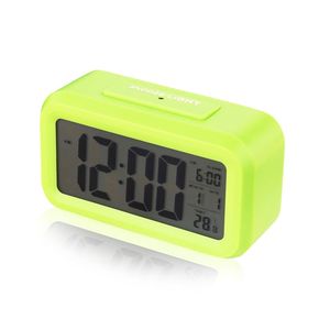 Réveil numérique en bambou avec calendrier et thermomètre pour bureau - Vert - Product Image 2