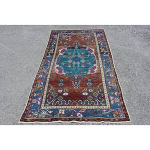 Alfombra turca clásica marrón azul de área grande 3,6X7,6 pies lana látex Rectangular Patchwork para sala de estar pasillo alfombra de habitación - Product Image 1