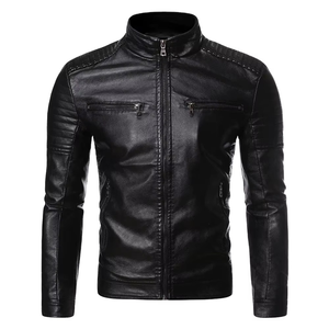 Chaqueta de Cuero para Hombre de Piel de Oveja de Alta Calidad con Cuello Alto y Logotipo Frontal, Chaqueta de Invierno en Varios Colores - Product Image 3