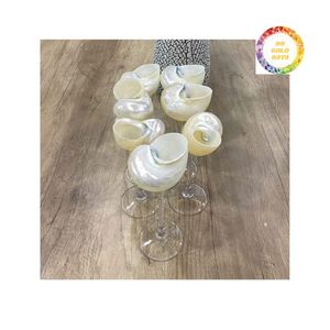 Tasse de luxe faite à la main en forme de coquille gobelet décoratif pour fête tropicale Table de mariage côtière Bar verre à boire - Product Image 6