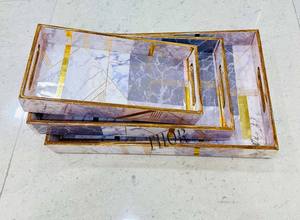 3 Paquetes de bandejas de madera para servir anidadas bandejas de cocina bandejas de madera de forma Rectangular para cocina desayuno fiesta - Product Image 5