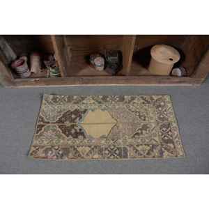 Alfombra de lana turca Vintage de 180cm X 350cm Beige y marrón hecha a mano Patchwork rectángulo respaldo de látex para sala de estar para adolescentes - Product Image 4