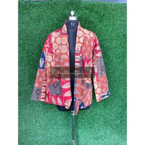 Unisex Kantha Jacket Coat in Cotton Gudri Fabric Hand-<b>Stitched</b> Patchwork Winter Overcoat for Women's <b>Party</b> Wear Wholesale <b>Supply</b> - Product Image 4