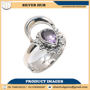 925 bague en argent Sterling massif avec pierre précieuse améthyste pierre de naissance OEM pour mariage saint valentin cadeau pour petite amie - Product Image 2