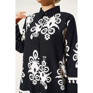 Ensemble 2 Pièces Ethnique Viscose à Motifs Noir - Product Image 1