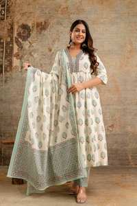 Vente en gros de vêtements de fête indiens pakistanais Salwar Kameez en coton imprimé Kurti Bottom Dupatta Catalogue complet disponible Tarifs de gros - Product Image 2