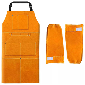 Vente en gros de bavoir en cuir de vachette imperméable et résistant à la chaleur design fendu soudeur vêtements de protection pour four de cuisine - Product Image 1