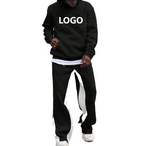 Fashion Custom Men's Regular Fit <b>Hooded</b> Vintage Solid Pullover Splicing Color Cotton Tracksuits Wholesale Winter Washed Jacket - Product Image 1