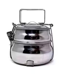 Lonchera de Acero Inoxidable de 2 Compartimentos, Estilo Indio, para Alimentos, 8x2, Porta Bento para Regalo, Suministro Directo de Fábrica - Product Image 1