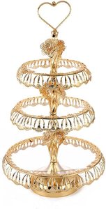 High Standard Quality 3 <b>Tier</b> Iron Metal <b>Cake</b> Server <b>Stands</b> White Powder Coated Iron Platter Pastry Cup <b>Cake</b> Serving <b>Stand</b> - Product Image 3