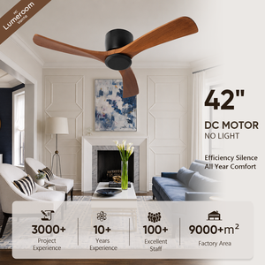 Ventilador de Techo Moderno de 42 Pulgadas Sin Luz con Control Remoto, Ventilador de Techo Silencioso de Madera para Dormitorio y Sala de Estar - Product Image 1