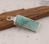 Pendentif en pierre précieuse Larimar, acier inoxydable, forme d'ailes en argent tibétain, bijoux faits à la main pour femmes, cadeau