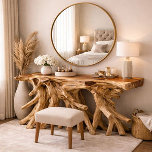 Mesa Consola de Estilo Orgánico Hecha a Mano con Raíz de Teca Natural de Lujo para la Entrada, Decoración de Interiores y Muebles de Diseño - Product Image 5