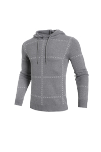 Pull à capuche à motif de grille pour hommes, pull Streetwear à manches longues, sweat à capuche d'extérieur en tricot doux, sweat-shirt décontracté à la mode pour hommes - Product Image 5