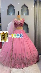 Femmes élégant décontracté robe d'été col rond véritable miroir broderie Faux Georgette Cancan toile Patta imprimé pour les filles - Product Image 2