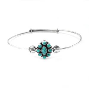 Bracelet en argent Sterling 925 fait à la main Turquoise Gemstone réglable bijoux en argent naturel pour cadeau Bracelet à la mode - Product Image 4