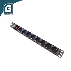 Gcabling - <span class=keywords><strong>Regleta</strong></span> <span class=keywords><strong>de</strong></span> Alimentación Universal para Rack <span class=keywords><strong>de</strong></span> <span class=keywords><strong>Red</strong></span> con 8 Puertos Industriales para Computadora, Estándar Francés, Alemán y Americano C13 C19 - Product Image 1