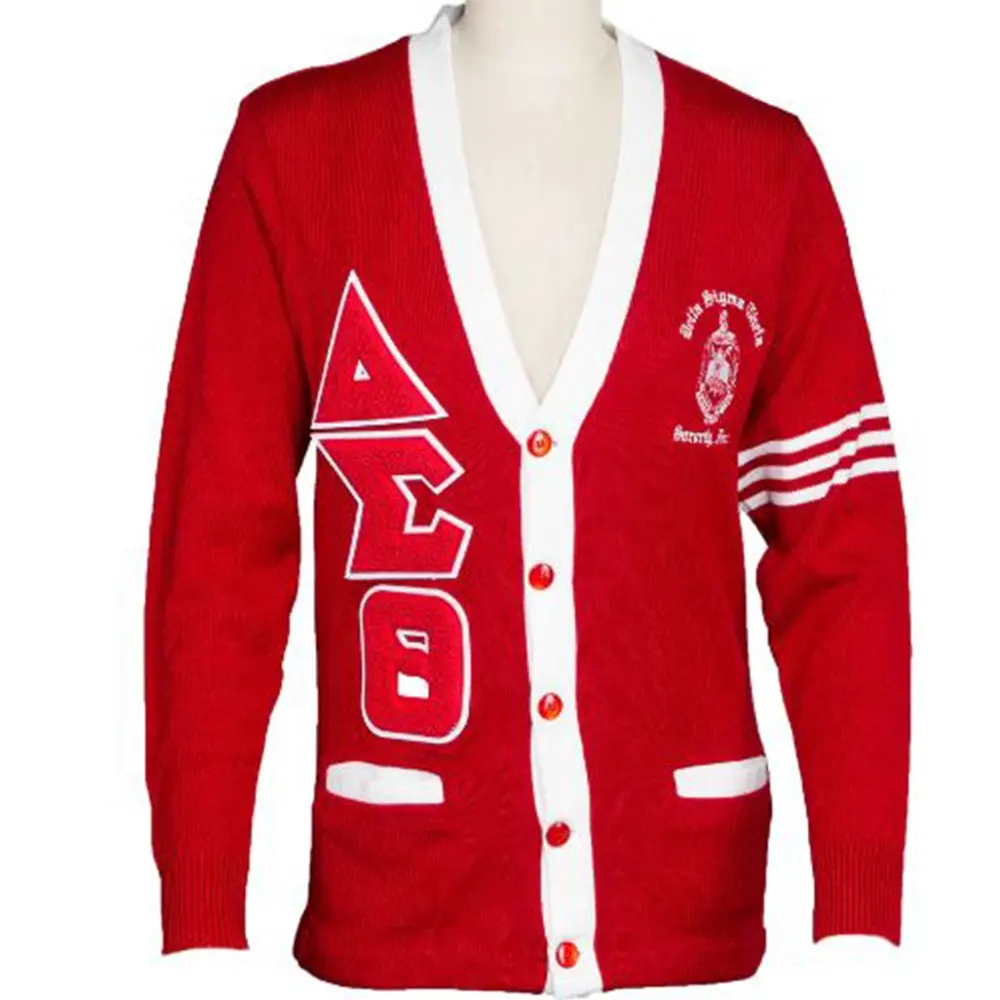 Rot weiß Universität Strickjacke Custom ized Unisex Open Front Cardigan Sweater rote Farbe Chenille Schule Cardigan