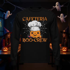 <b>Halloween</b> Boo-Crew Long Sleeve <b>T</b>-<b>Shirt</b> for School Cafeteria <b>Ladies</b> Promotional Product - Product Image 3