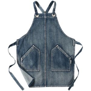 Tabliers de cuisine avec logo Tablier en denim unisexe personnalisé de luxe avec lanière de cou réglable et poches avant - Product Image 1
