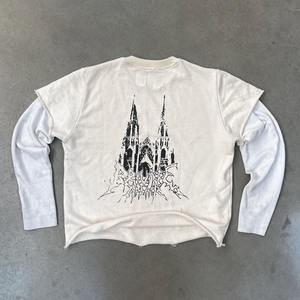 Oversized 100% Cotton Graphic Boxy <b>Tee</b> Double Layer <b>Long</b> Sleeve <b>Shirts</b> for Men Heavy Cotton over Size Boxy Double Layer T-<b>Shirts</b> - Product Image 2