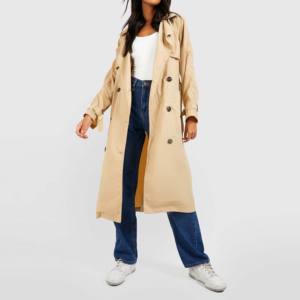 Vente en gros Trench-Coat en cuir de qualité supérieure pour femmes, double boutonnage, manches longues, vestes d'hiver souples, coton personnalisé OEM - Product Image 2