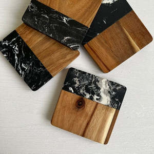 Venta caliente estilo clásico blanco Luxe cuadrado posavasos de café diseño de líneas doradas o piedra blanca Slade almohadillas de mesa para bebidas - Product Image 3