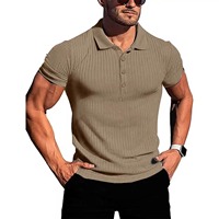 T-shirt de sport décontracté respirant pour homme, coupe ajustée, tricoté, à manches courtes, haute extensibilité, idéal pour l'été