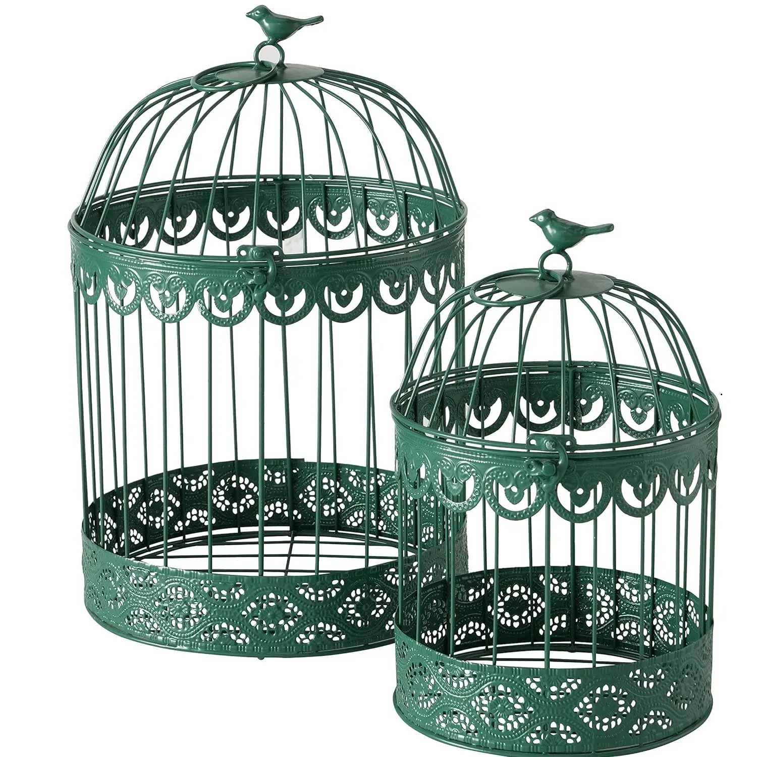 Conception solide pour décoration de jardin intérieur et extérieur Cage à oiseaux en fer métallique faite à la main de haute qualité couleur verte en gros