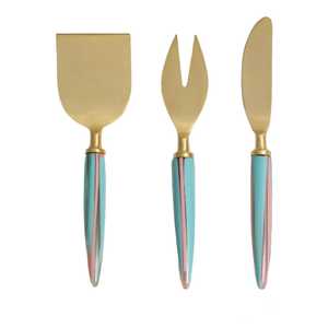 Handmade Stainless Steel Cheese Set with <b>Resin</b> Handle Gold Finished Decorative Knife <b>Table</b> <b>Top</b> Restaurant Use Cheap Cheese Tools - Product Image 1