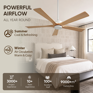 USA In Stock Solid Wood <b>Ceiling</b> Fan with <b>Light</b> 60 Inch 5 Blade Design Quiet Reversible DC Motor with <b>Remote</b> <b>Control</b> - Product Image 2