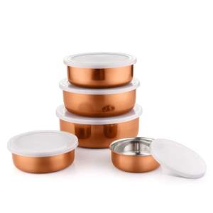 Classic Stainless Steel Storage <b>Bowl</b> Set <b>with</b> <b>Lids</b> Stainless Steel <b>Bowl</b> <b>with</b> <b>Lid</b> Storage Set (Copper) - 5 Pcs. Set - Product Image 1