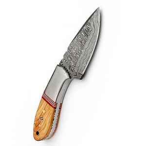 Cuchillo de Caza Profesional Hecho a Mano con Hoja Fija de Acero de Damasco y Mango de Madera, 7 Pulgadas de Longitud Total, Hoja de 3 mm de Grosor - Product Image 6