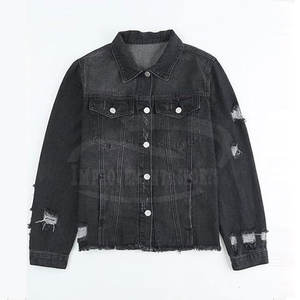 Vente en ligne de veste en jean pour femme de qualité supérieure Couleur unie Traitement fini confortable et respirant - Product Image 1